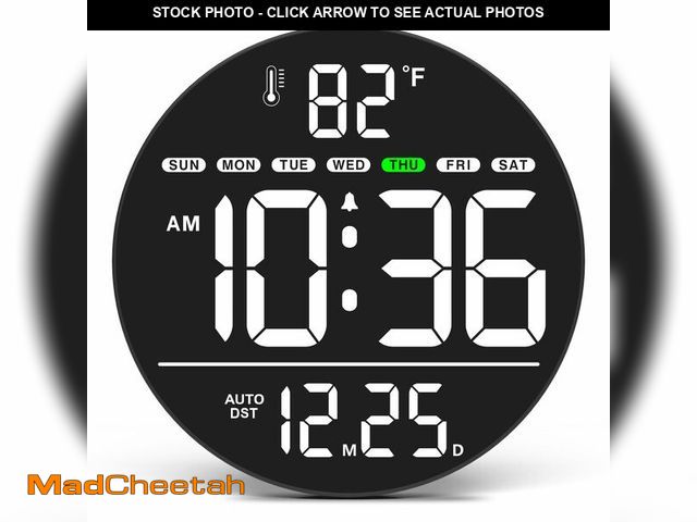 Lot 74-14214996 - WallarGe Large Digital Wall Clock with LED Display, Electric Wall Clock with Temperature, Auto DST, ...