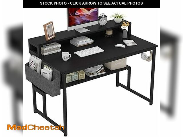 Lot 74-12544068 - Furmax Computer Desk 40 Inch Small Office Desk with Storage Bag &amp; Headphone Hook, Workstation fo...