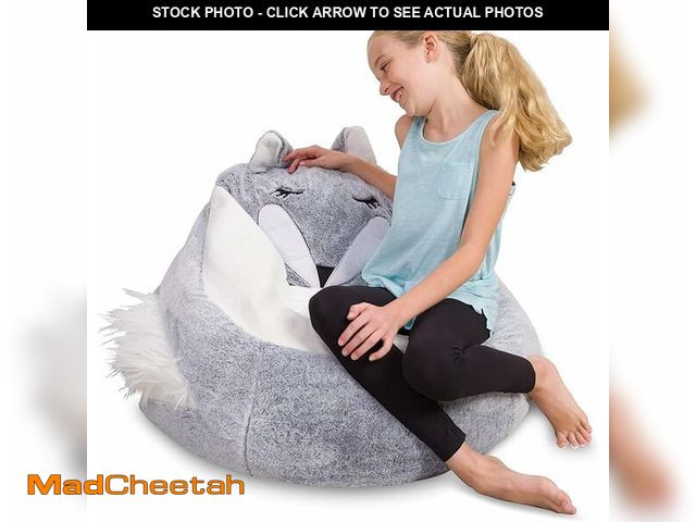 Lot 74-10932081 - Posh Creations Cute Soft and Comfy Bean Bag Chair for Kids, Animal - Grey Sloth - UNUSED