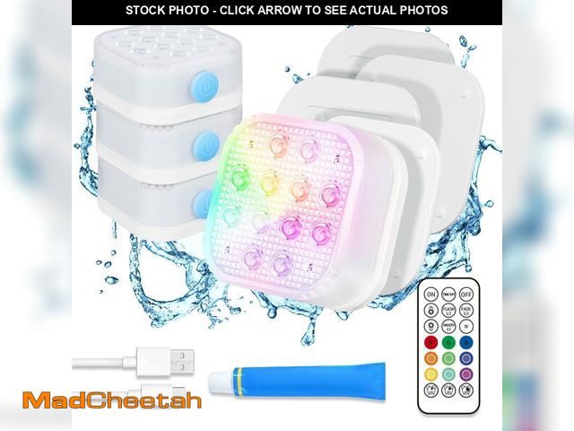 Lot 74-14381406 - Homly Rechargeable Submersible Pool Lights with Remote, Waterproof Underwater Charging Battery Opera...