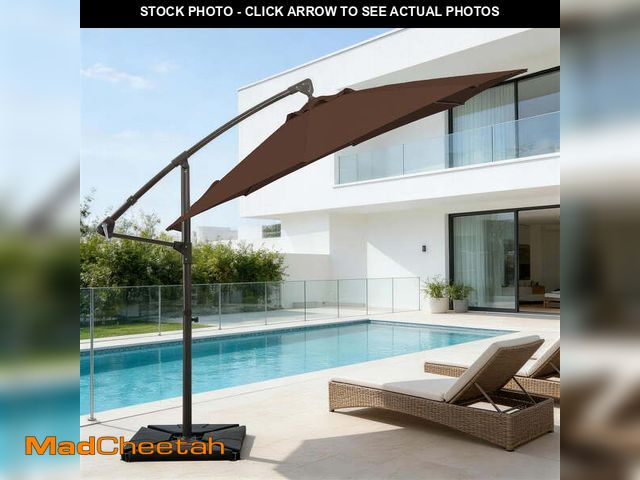 Lot 74-14308092 - FUNDAZE 10ft 360Â° Rotable Hanging Offset Patio Umbrella with Tilt for Deck &amp; Backyard, Base Sol...