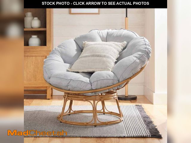 Lot 74-12556192 - Better Homes &amp; Gardens Papasan Accent Chair, Gray Linen - UNUSED