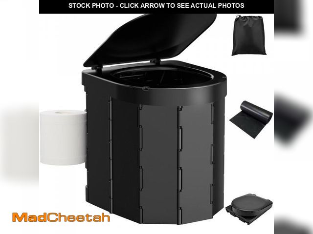 Lot 74-12441115 - Portable Camping Toilet, Folding Toilet for Adults with Lid and Retractable TP Holder, Waterproof Po...