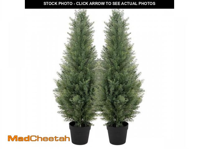 Lot 74-12490631 - Nafresh 3ft UV Resistant Artificial Topiary Trees Outdoor with Full &amp; Realistic Leaves, 35in Fau...