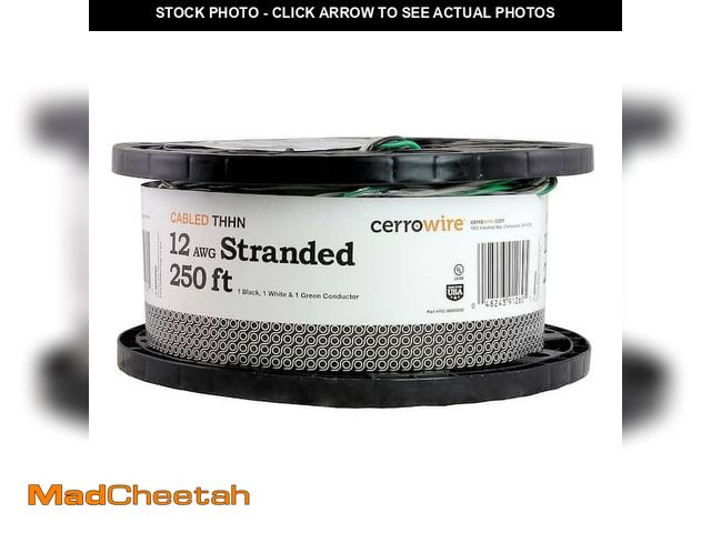 Lot 74-12683563 - Cerrowire 250 Ft. 12/3 Black /White /Green Stranded Copper THHN Wire - UNUSED