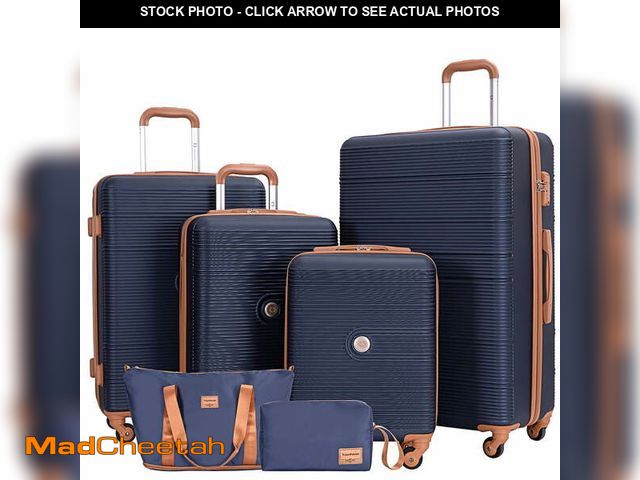 Lot 74-12862223 - Travelhouse 6 Piece Hardshell Luggage Set Hardside Lightweight Suitcase with TSA Lock Spinner Wheels...