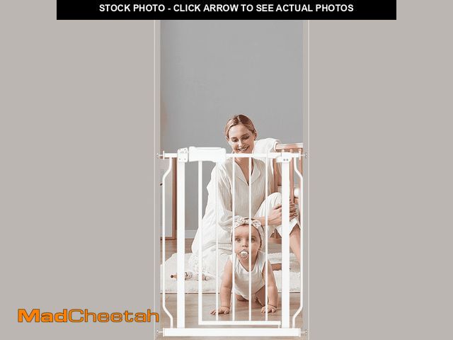 Lot 74-14352551 - FURDEAR 24-29" Narrow Baby Safety Gate with Wall Protectors White Metal Gate - UNUSED