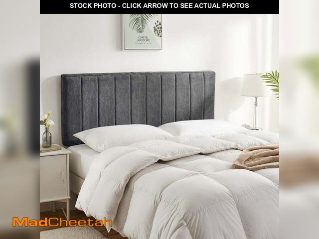 Lot 74-12888033 - Virtu Upholstered King Headboard No Tools Required Peel and Stick Bed Headboard Only, Gray - UNUSED