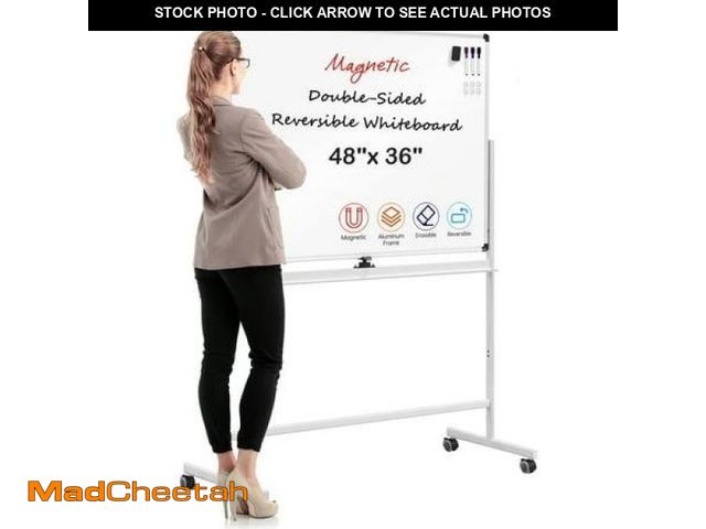 Lot 74-12402425 - VUSIGN 48  X36   Mobile Magnetic Double-Sided Reversible Whiteboard Height Adjust - UNUSED