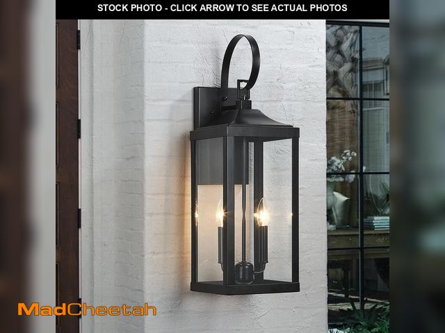 Lot 74-14074262 - TRUE FINE Jefferson 2-Light 25.7 in. Black Large Outdoor Wall Lantern Sconce Light - UNUSED