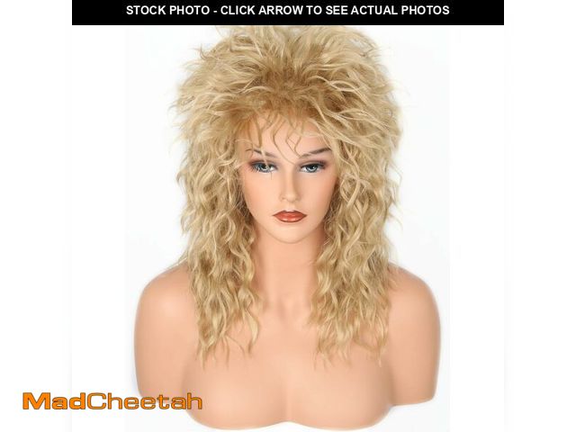 Lot 74-13571364 - LeMarnia 80s Rock Diva Wig Blonde Brown Fluffy Big Roll Mullet Wigs for Man or Woman Halloween Party...