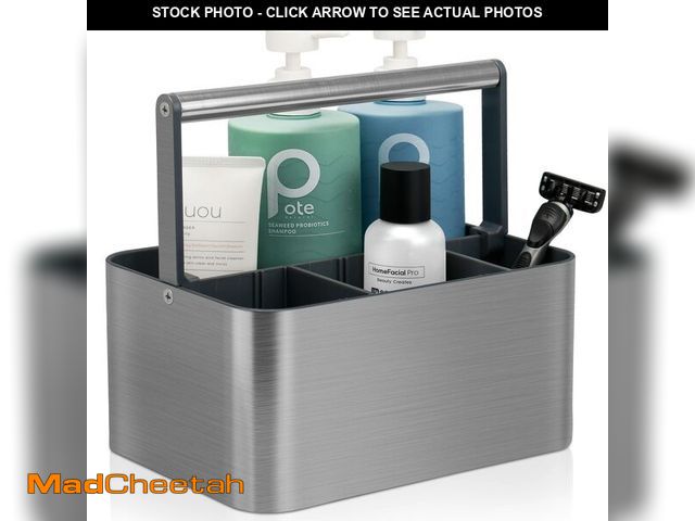 Lot 74-13958809 - BYUNER Portable Shower Caddy Dorm: Compact Bathroom Caddy Organizer with Handle &amp; Adjustable Div...