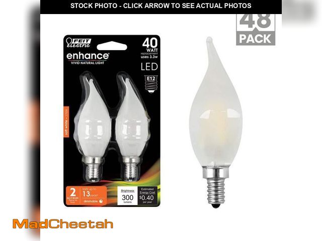 Lot 74-14222813 - Feit Electric 40-Watt Equivalent BA10 E12 Candelabra Dimmable Filament CEC Frosted Glass Chandelier ...