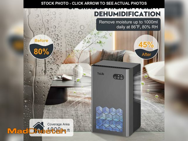 Lot 74-12978755 - ToLife Dehumidifier for Home, 1000 sq.ft Dehumidifiers for Basement Bedroom Bathroom with 95 OZ Wate...