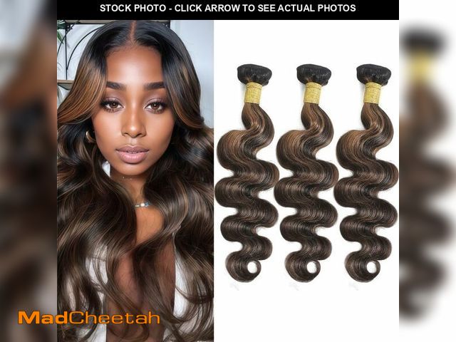 Lot 74-13622854 - Brown Highlight Bundles Human Hair 16 18 20Inch Light Brown Body Wave Bundles Brazilian Virgin Hair ...