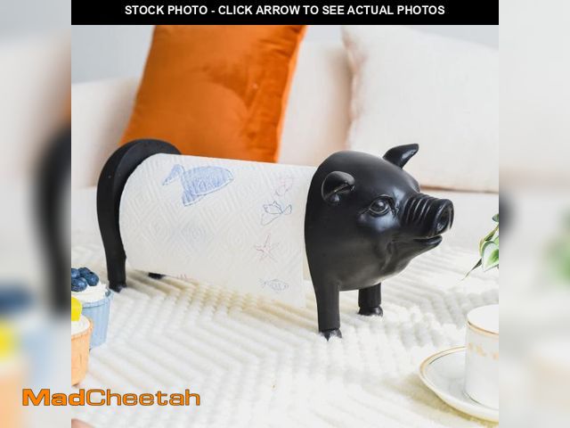 Lot 74-12213775 - Black Pig Paper Towel Holder Farmhouse Paper Towel Holder, Rustic Country Decorative Standing Utensi...