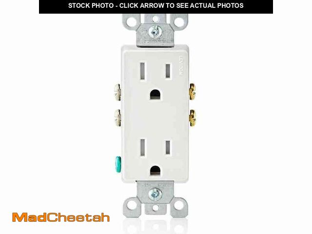 Lot 74-14361953 - Leviton Decora 15 Amp 125 V Tamper Resistant Duplex Outlet/Receptacle, White (10-Pack) T5325-WMP - U...