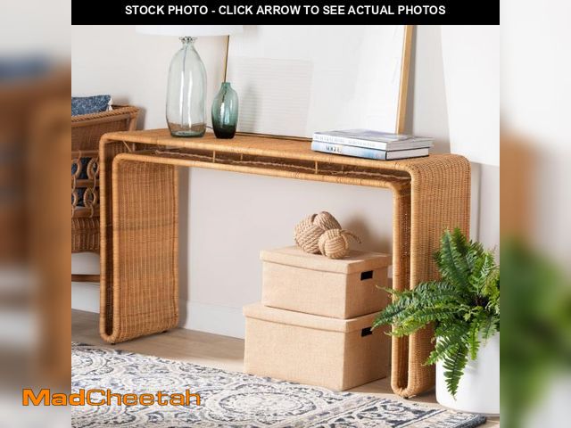 Lot 74-12275091 - bali &amp; pari Nevada Rattan Console Table, Light Honey, 52-Inch, Fully Assembled - UNUSED