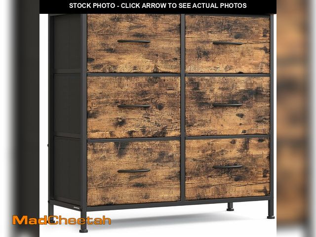 Lot 74-12828177 - SONGMICS Dresser for Bedroom, Chest of Drawers, TV Stand, Steel, MDF, 6 Non-Woven Fabric Drawers, St...