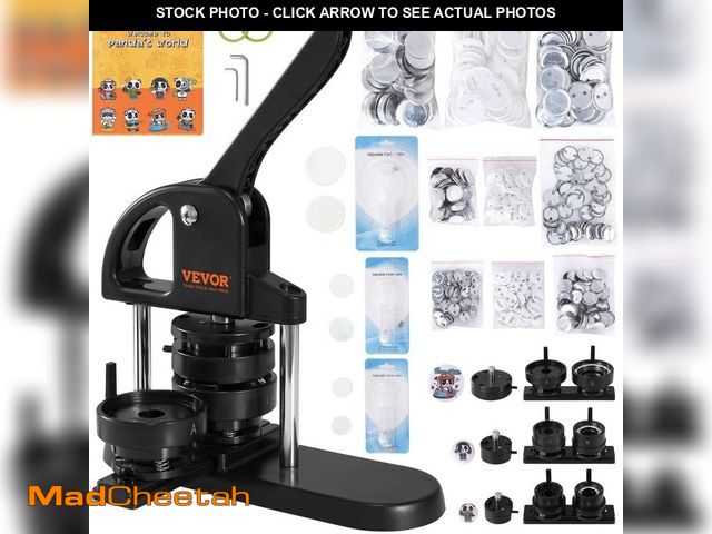 Lot 74-12592925 - *SCRATCHED/BROKEN HANDLE* VEVOR Button Maker Machine, 1/1.25/2.28 in. (25/32/58 mm) 3 in. 1 Pin Make...