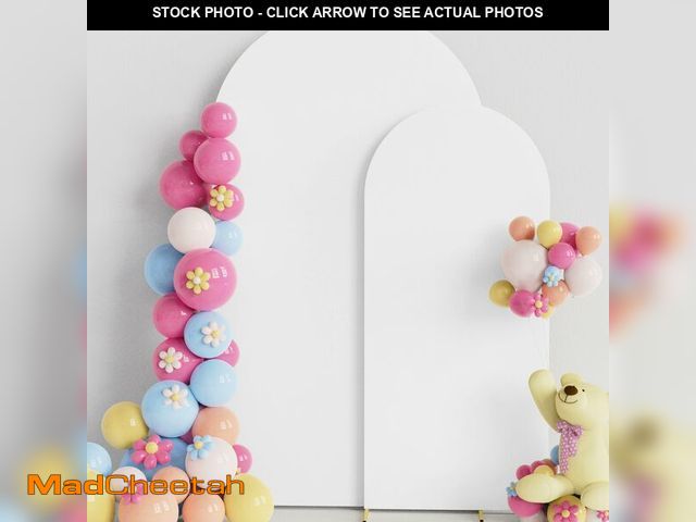 Lot 74-13953578 - Putros Wedding Arch Cover 7.2FT, 6FT White Spandex Fitted Round Top Chiara Backdrop Stand Covers 2 S...