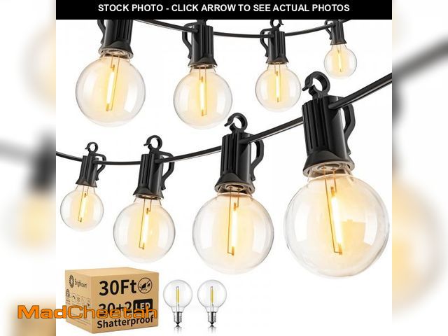 Lot 74-12433937 - Brightown Outdoor String Lights - Waterproof Globe Patio Lights 30 Ft with 30 G40 Shatterproof LED B...