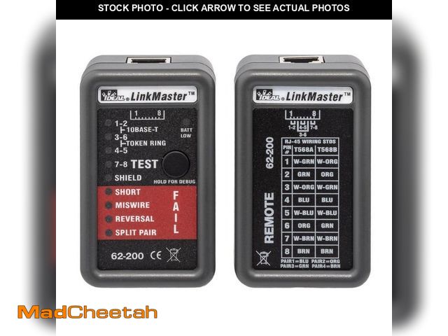 Lot 74-14606831 - IDEAL LinkMaster RJ45 CAT 3/5e/6/6a Wiremapper and Tester 62-200 - USED