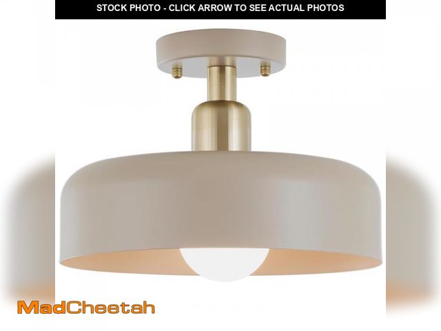 Lot 74-12305110 - Contemporary Semi Flush Mount Ceiling Light Fixture, Brass Accent Ceiling Light with 12.6" Metal Sha...