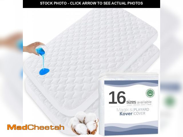 Lot 74-12212146 - 2 Pack Waterproof Pack and Play Mattress Protector Covers 28.5" x 41" for 4moms Breeze Playard Pad, ...