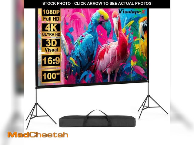 Lot 74-14588265 - Outdoor Projector Screen with Stand, 100 inch 4K HD 16:9 Portable Movie Screen Wrinkle-Free Projecti...