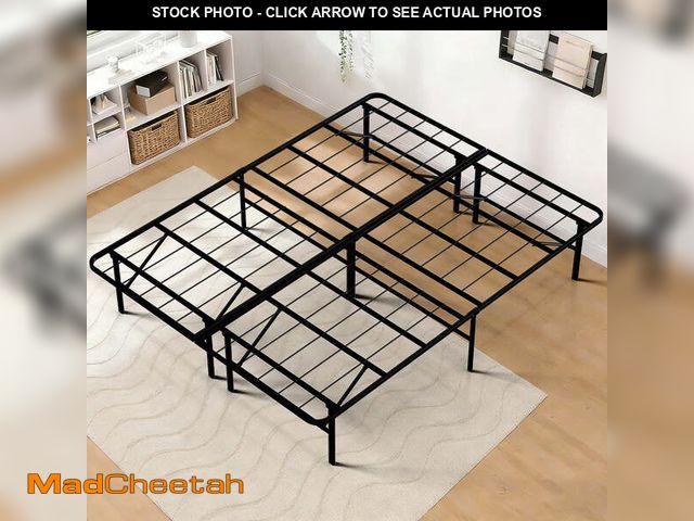 Lot 74-13766343 - HOUSNIFLEX Heavy Duty Foldable Metal Queen Size Bed Frame, No Assembly Steel Platform with Rounded C...
