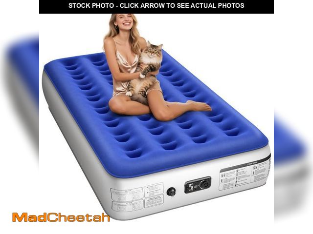 Lot 74-12123386 - Xsleep Twin Air Mattress with Built in Pump Luxurious Comfort Raised Inflatable Mattress Twin Airbed...