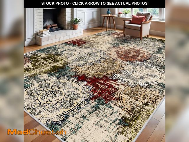 Lot 74-12137556 - BYYVVO 9x12 Living Room Area Rugs - Washable Abstract Large Rug Ultra Soft Non-Slip Carpets for Bedr...
