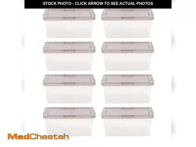 Lot 74-12484012 - IRIS 16 Qt. Snap Top Storage Box, Clear with Gray Lid (8-Pack) - UNUSED