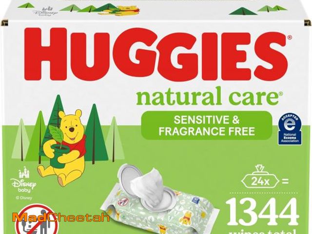 Lot 74-12366051 - Huggies Natural Care Sensitive Baby Wipes, Unscented, Hypoallergenic, 99% Purified Water, 24 Soft Pa...