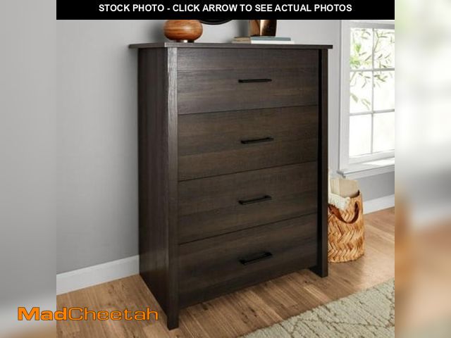 Lot 74-12426275 - Mainstays Hillside 4-Drawer Dresser  Espresso Finish - UNUSED