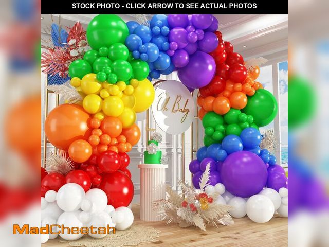 Lot 74-13565498 - 412pcs Rainbow Balloon Arch Kit Assorted Colors 18 12 10 5 Inch, Different Sizes Matte Latex Colorfu...