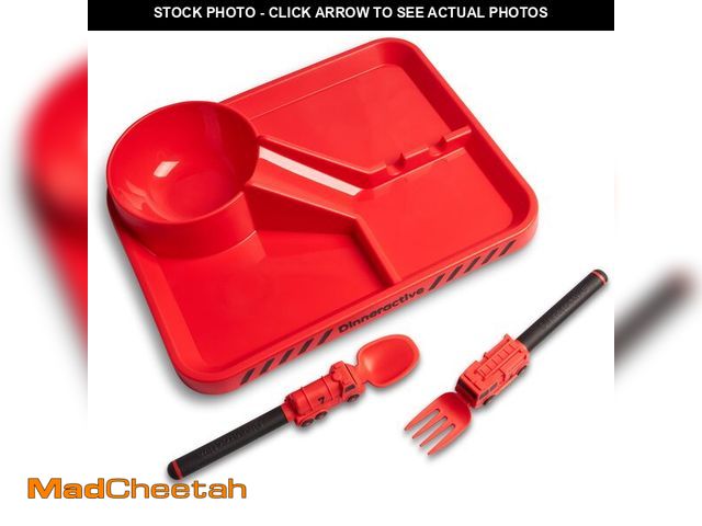 Lot 74-12711150 - Dinneractive Dining Set for Kids - 3PC Red Firefighter Dinnerware - Fire Truck Utensils - Toddler Pl...