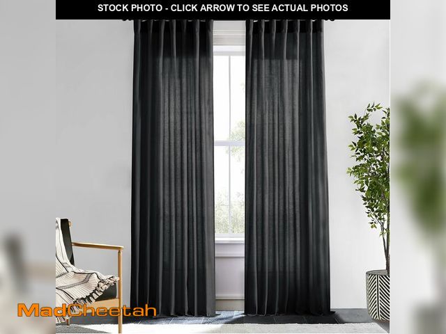 Lot 74-14387050 - XTMYI Black Linen Curtains 84 Inches Long for Bedroom, Back Tab Pleated Semi Sheer Privacy Light Fil...