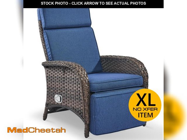 Lot 74-14115481 - Pocassy Flat Armrest Series Brown Wicker Outdoor Versatile Outdoor Recliner Chair for Patio with Cus...