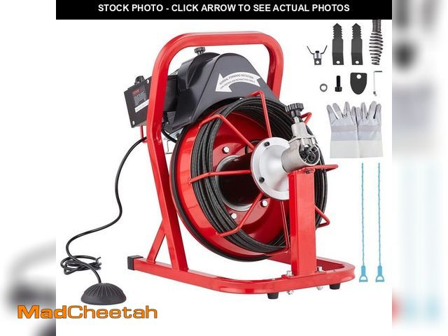 Lot 74-12641191 - SKYSHALO Drain Cleaner Machine 50 ft. x 5/16 in. Auto Feed Sewer Snake Auger, Electric Drain Cleanin...