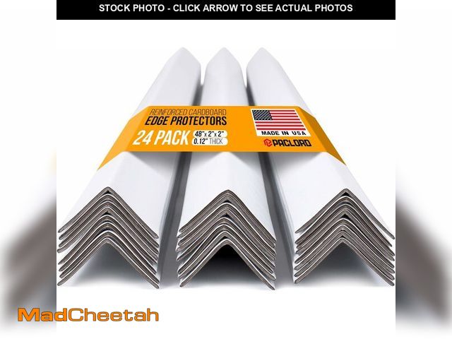 Lot 74-12664555 - Paclord 48" x 2" x 2" Reinforced Cardboard Edge Protectors, White (Pack of 24) - 0.12" Thick Medium-...