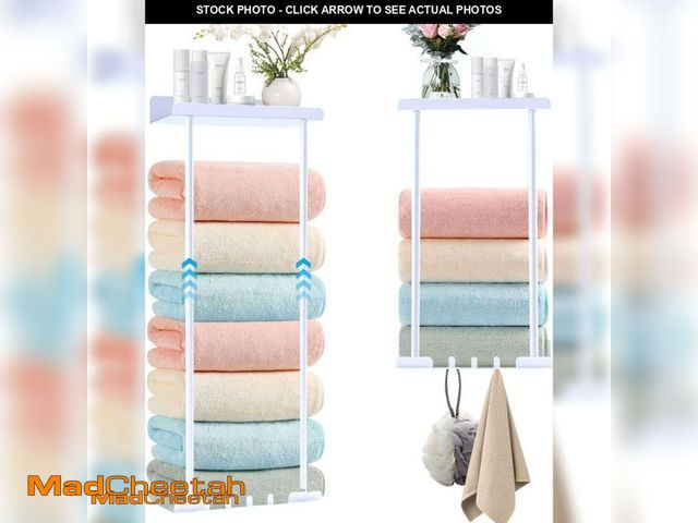 Lot 74-11364614 - (MISSING PIECES) FILTA Towel Rack with Shelf for Bathroom Wall Mounted,Retractable Height Metal Bath...