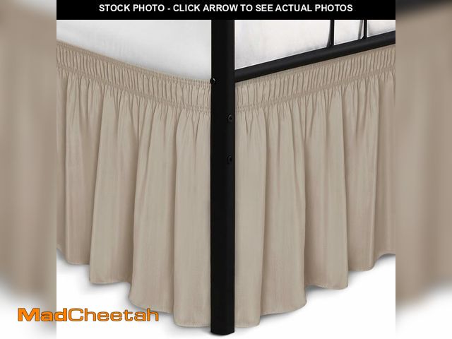 Lot 74-12839166 - Biscaynebay Wrap Around Bed Skirts with Split Corners for King Beds 16" Drop, Light Camel Elastic Du...