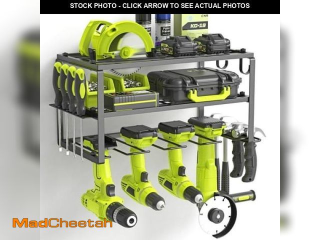 Lot 74-12154791 - Yeabett Power Tool Organizer  3 Layers Storage Rack with 4 Drill Holders  Heavy Duty Metal Floating ...