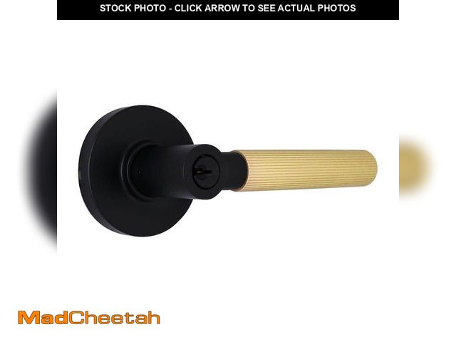 Lot 74-12465013 - Home Decorators Collection Downing Matte Black/Brushed Gold Keyed Entry Door Lever - UNUSED