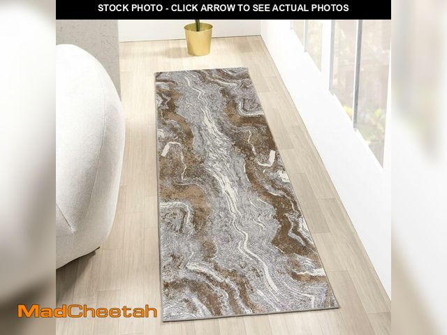 Lot 74-13382411 - LUXE WEAVERS Marble Abstract Area Rug, Beige 4x5 - USED