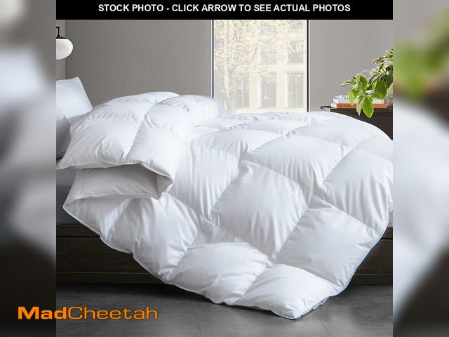 Lot 74-14333879 - Feather and Down Fiber Comforter Insert Queen Size, 100% Cotton Cover, All Season White Duvet Insert...