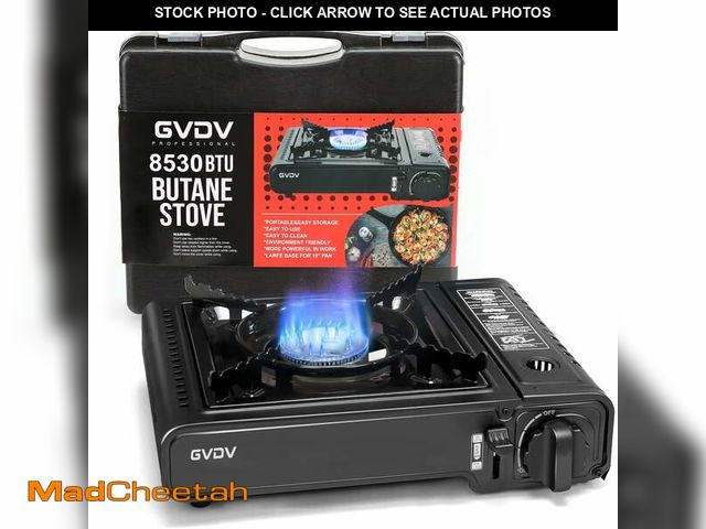 Lot 74-12765221 - GVDV Portable Camping Stove, 1 Burner Butane Gas Stove with Updated Carrying Case - UNUSED