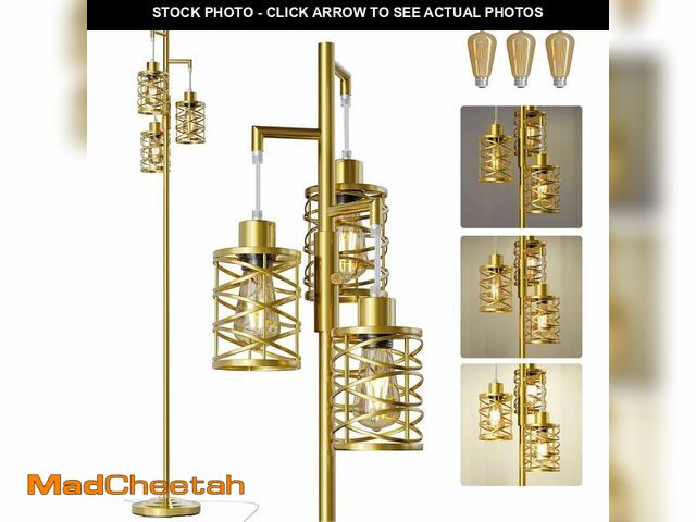 Lot 74-14479283 - Oneach 70" Industrial Floor Lamp, Stepless Dimmable Standing Lamp with 3 Bulbs, Farmhouse Corner Sta...